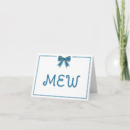 Cartão De Notas Preppy Blue and White Bow Monogram