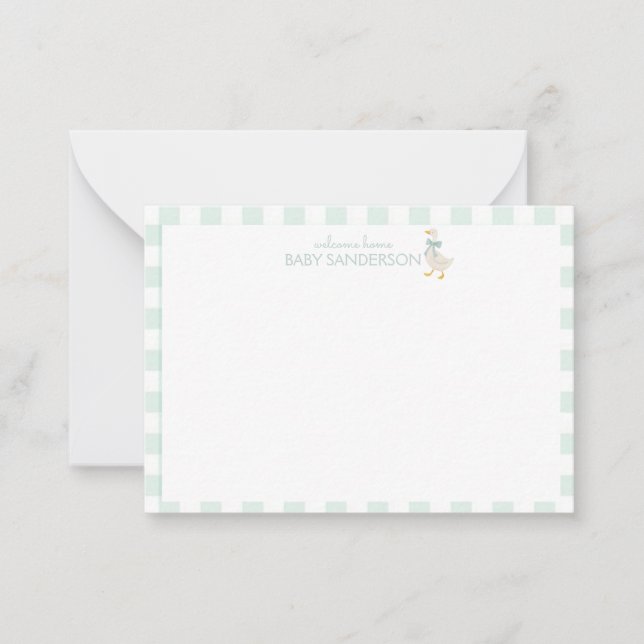 Cartão De Notas Preppy Goose Baby Shower Note Card (Frente)