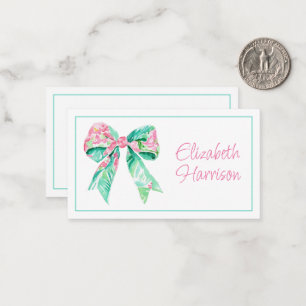 Cartão De Notas Preppy Pink e Aqua Floral Arco