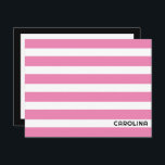 Cartão De Notas Preppy Stripes Pink e Black Cute Girly<br><div class="desc">Este design de pré-disquete apresenta espaço para um nome na parte frontal e espaço de vazio suficiente para uma nota na parte traseira. Clique no botão personalizar se quiser mover/dimensionar as imagens e continuar a modificar o texto! Variações deste design, cores adicionais, além de coordenar produtos estão disponíveis em nosso...</div>