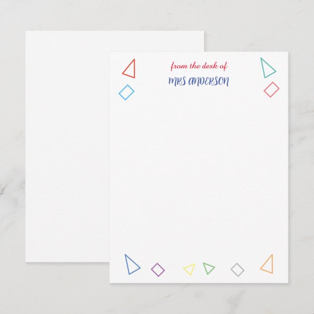 Cartão De Notas Presente de Apreciação do Professor (Frente/Verso)