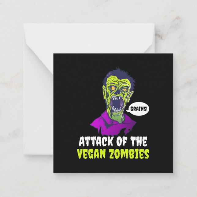 Cartão De Notas Presente de Halloween | Ataque do Vegano (Frente)