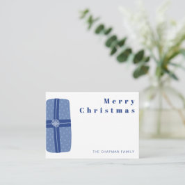 Cartão De Notas Presente de Natal Azul Personalizado