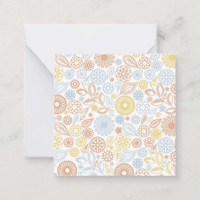 Cartão De Notas Presente de Natal Flores Abstratas em Branco (Frente)