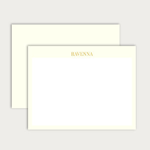 Cartão De Notas Presente de Nome Serif Personalizado Luxo Creme Pa