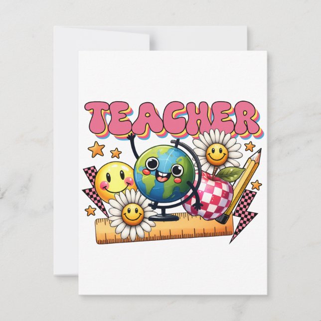 Cartão De Notas Presente de Professor | Professor Floral (Frente)