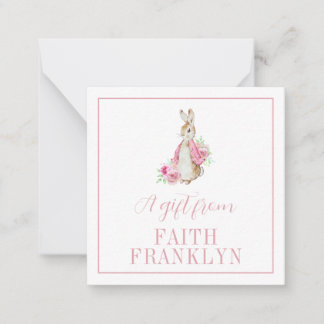 Cartão De Notas Presente Personalizado de Coelho em Aquarela Rosa