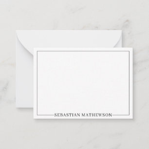Cartão De Notas Preto e branco mínimos elegantes