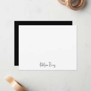 Cartão De Notas Preto e branco moderno elegante e simples, persona