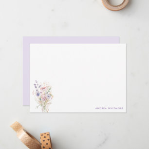 Cartão De Notas Primavera Lilac Wildflower Personalizados
