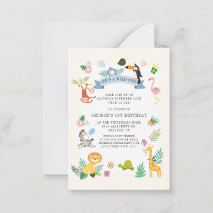 Cartão De Notas Primeiro aniversario Selvagem de Animais Safari