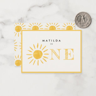 Cartão De Notas primeiro aniversario sol obrigado amarelo