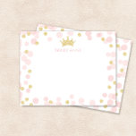 Cartão De Notas Princesa Aniversário, Rosa e Pontos Dourados<br><div class="desc">Este design apresenta uma coroa princesa acentuada por um confete de ouro rosa suave e ouro brilhante. Clique no botão personalizar para obter mais flexibilidade com a adição do seu próprio texto! Variações deste design, cores adicionais, além de coordenar produtos estão disponíveis em nosso compro, zazzle.com/store/doodlelulu. Entre em contato conosco...</div>