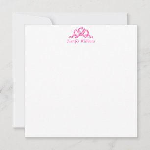 Cartão De Notas Princesa Rosa Arco Bonito Elegante Girly Preppy Na