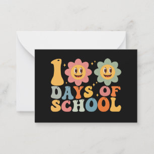 Cartão De Notas Professor Crianças Retro Groovy 100 Dias de Escola