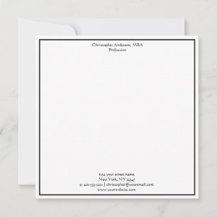 Cartão De Notas Profissional Empresarial Minimalista Preto Branco 