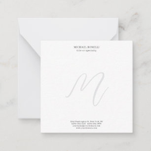Cartão De Notas Profissional Pleno Modernista Minimalista Monogram