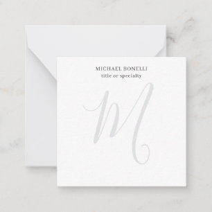 Cartão De Notas Profissional Simples Monogramado Minimalista Moder