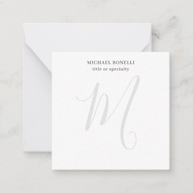 Cartão De Notas Profissional Simples Monogramado Minimalista Moder (Frente)
