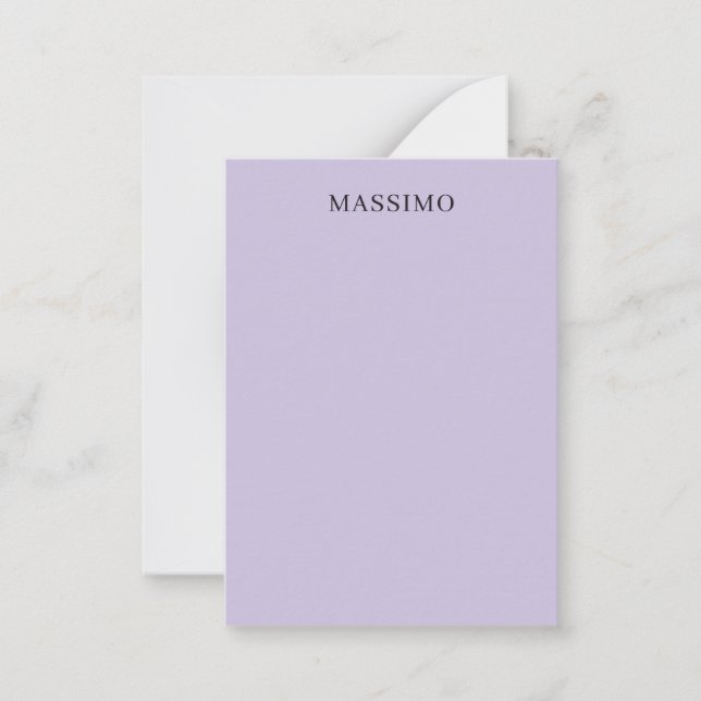 Cartão De Notas Profissional Único Clássico Nome Próprio Roxo Clar (Frente)