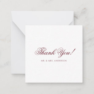 Cartão De Notas Profundo Branco de Casamento Script Agradecer em B