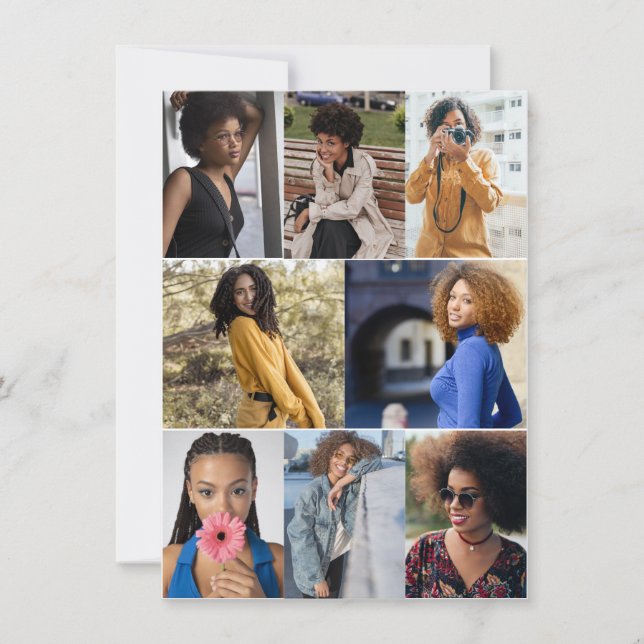 Cartão De Notas Projete sua própria colagem de 8 fotos (Frente)
