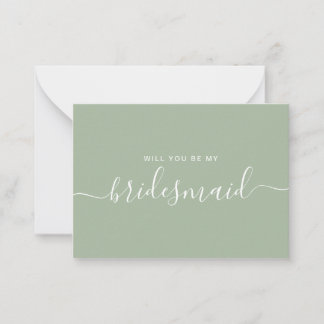 Cartão De Notas Proposta da Minimalista Sage Green Bridesmaid