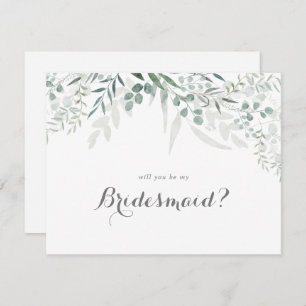 Cartão De Notas Proposta de Bridesmaid de Eucalyptus com um verde