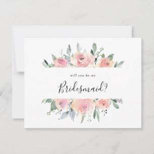 Cartão De Notas Proposta de Bridesmaid Floral de Blush Cor-de-Rosa