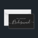 Cartão De Notas Proposta Mínima de Porta Negra e Branca<br><div class="desc">Proposta de Bridesmaid da Caligrafia Branca e Negra Moderna Minimalista. Cartão de pedido e convite do partido de noiva. Apresenta a moda e a fonte do script na moda.</div>