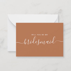 Cartão De Notas Proposta Minimalista de Terracotta Bridesmaid