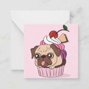 Cartão De Notas Pug de Cupcake