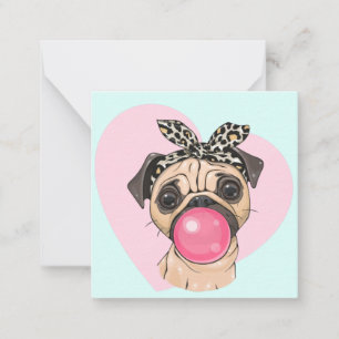 Cartão De Notas Pug Love