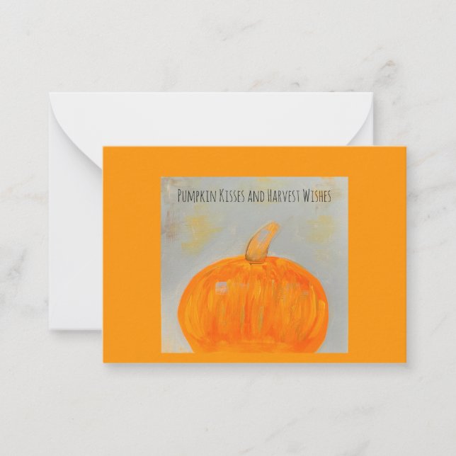 Cartão De Notas Pumpkin Kisses Orange Flat Note Card (Frente)