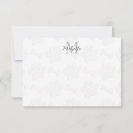 Cartão De Notas Puppy Paw Prints and Bones Personalized Monogram