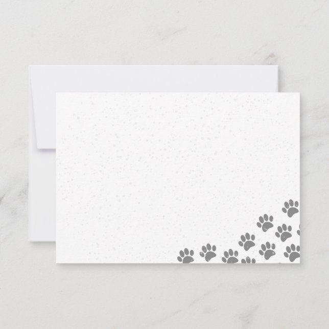 Cartão De Notas Puppy Paw Prints And Gray Paint Splatter Custom (Verso)