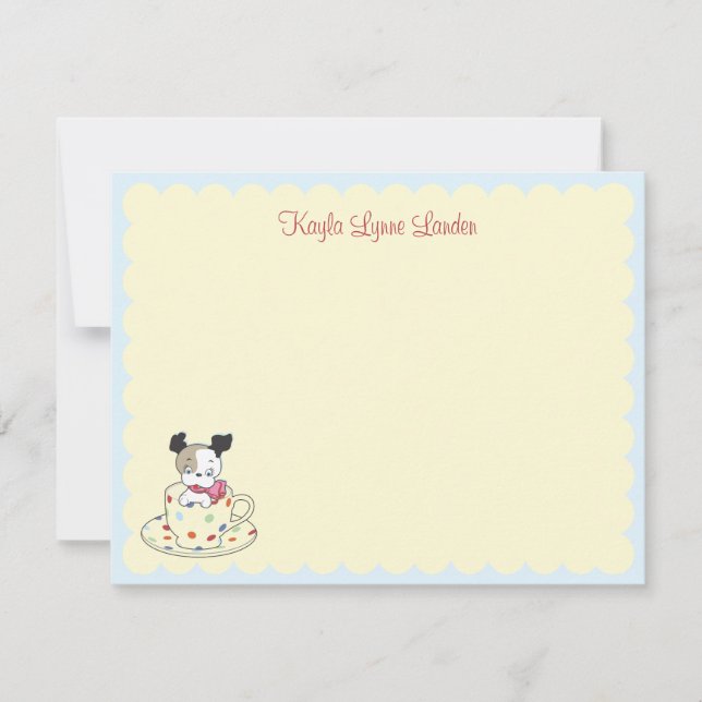 Cartão De Notas Puppy Teacup | Papel de Carta Personalizado para C (Frente)