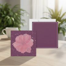 Purple floral note card template