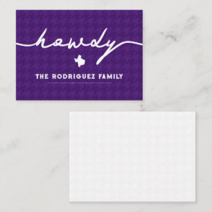 Cartão De Notas Purple Howdy Houndstooth Texas