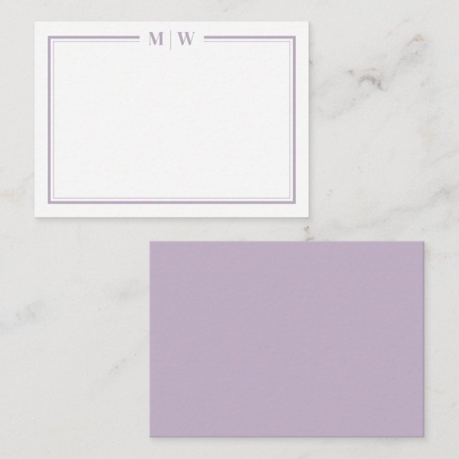 Cartão De Notas Purple Minimalist Monogram (Frente/Verso)