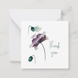 Cartão De Notas Purple Poppy Thank You Flat Notecard