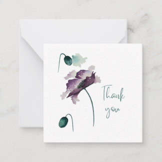 Cartão De Notas Purple Poppy Thank You Flat Notecard