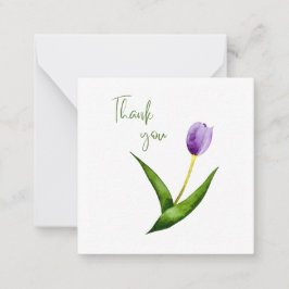 Cartão De Notas Purple Tulip Thank You Flat Notecard 