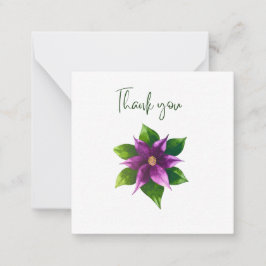 Cartão De Notas Purple Watercolour Flower Thank You Flat Notecard