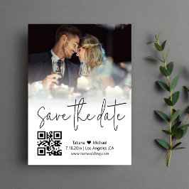 Cartão De Notas qr casal de caligrafia de código salvar data