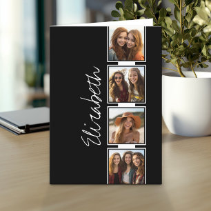 Cartão De Notas Quadrados de Colagem de Fotos Pretos e Brancos Per