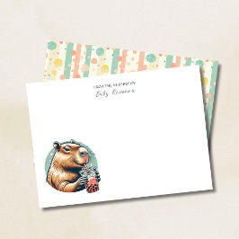 Cartão De Notas Quadro de Berçário Personalizado Capivara Divertid