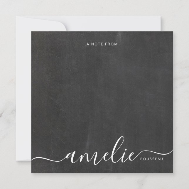 Cartão De Notas Quadro de cálculo do monograma com script branco (Frente)