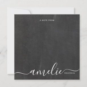 Cartão De Notas Quadro de cálculo do monograma com script branco