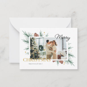 Cartão De Notas Quadro de Foto Minimalista Branco Impressão Feliz 